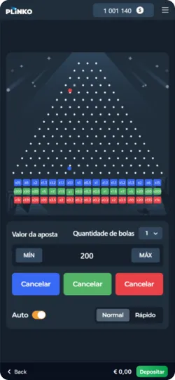 Multiplicadores de vitória em Plinko 1000