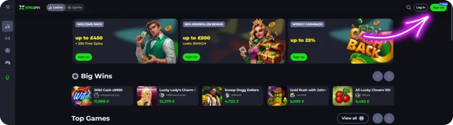 Register at a casino
