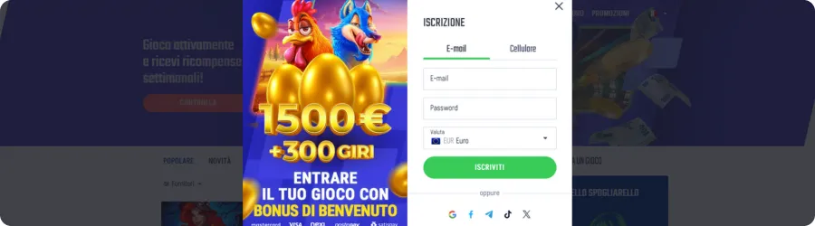 Registrazione Plinko1000