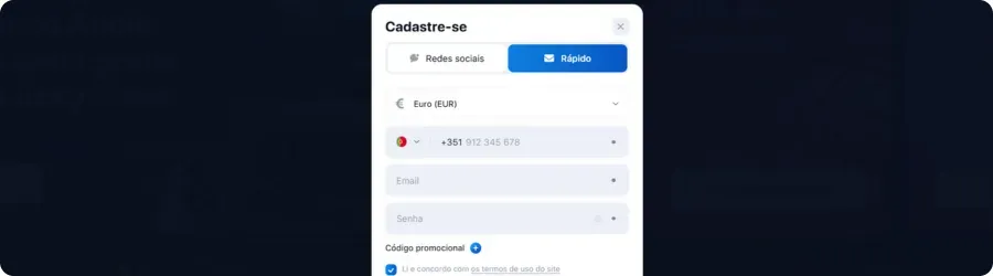 Registro no Plinko1000
