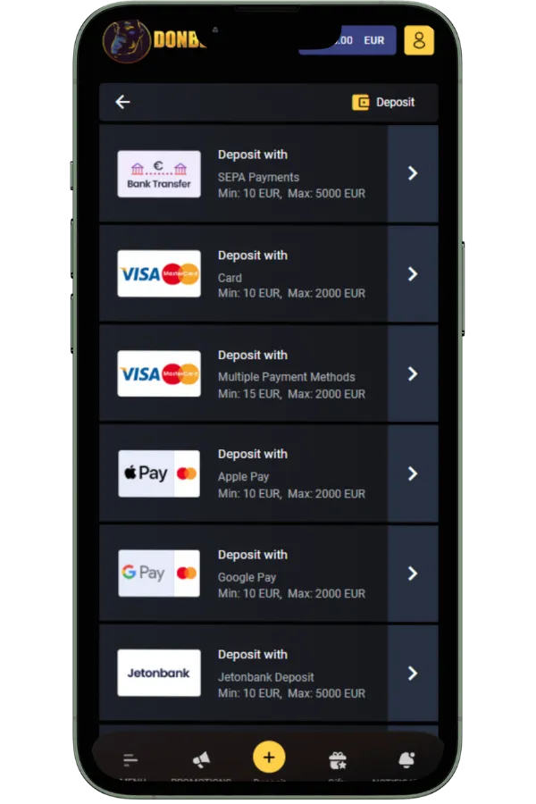 Deposit funds