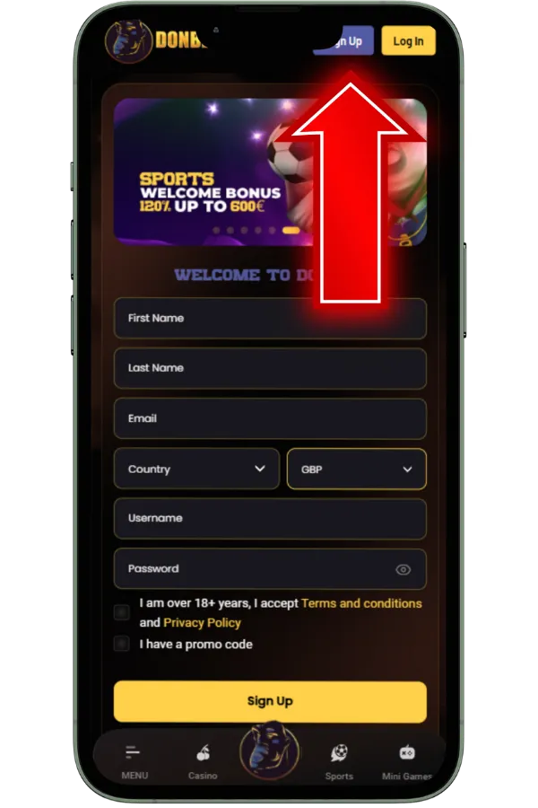 Register at a casino